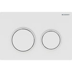 Pulsador Omega20 de Geberit. Doble descarga: blanco, blanco mate